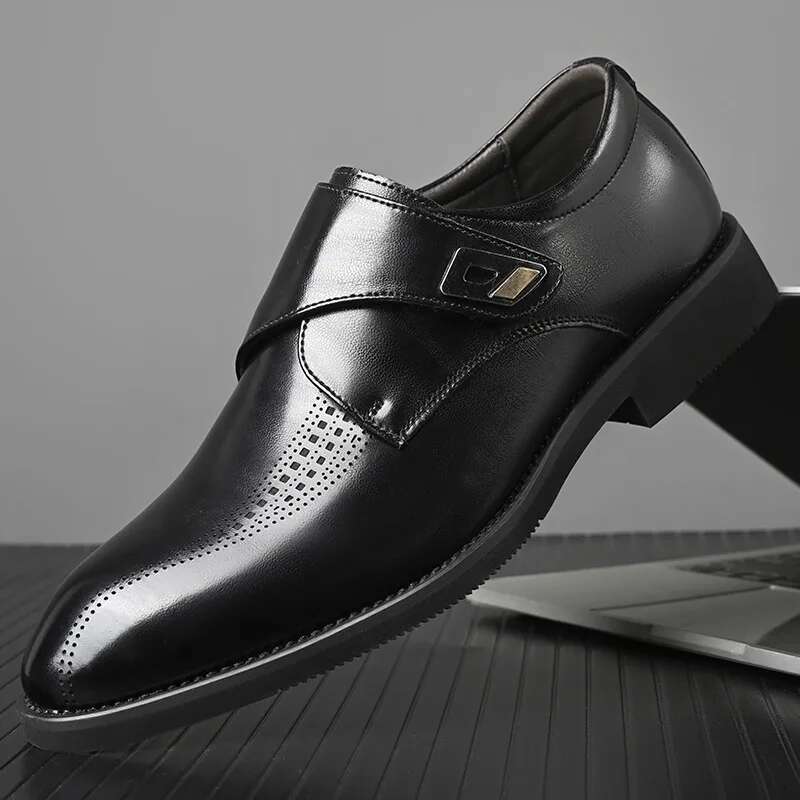 High Quality British Velcro Work Business Casual Formal Wear Slip On Baita Leather Shoes For Men
