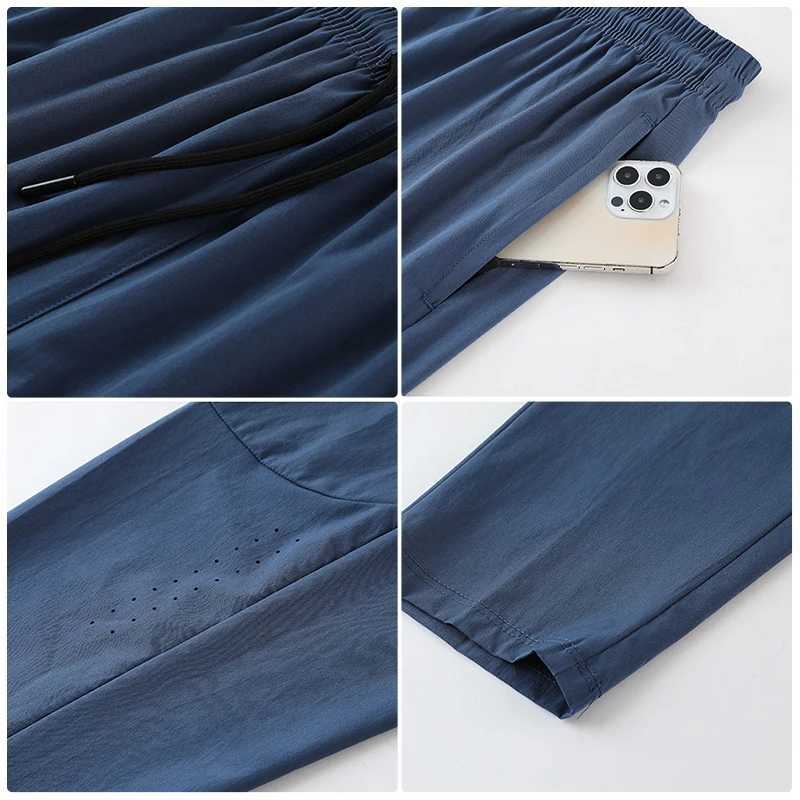 Men Gym Jogging Sport Pants Thin Loose Quick-Dry Long Exercise Clothing Zipper Pockets Training Bodybuilding Trouser MarathonX241008