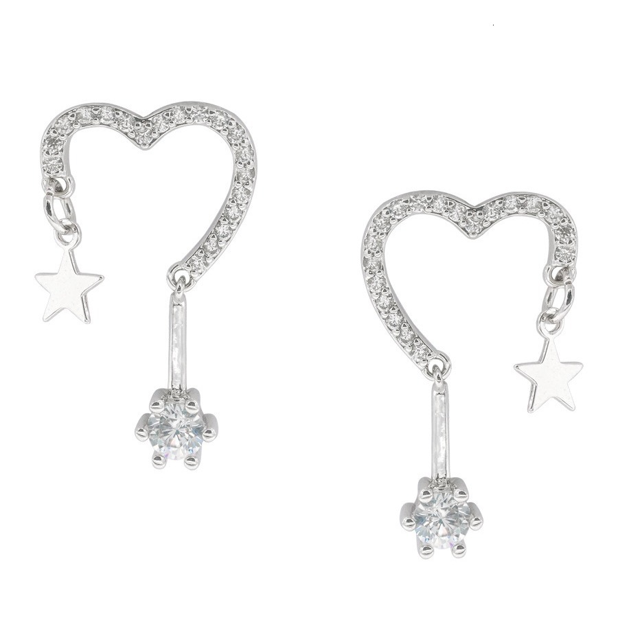 Sier Needle Compact Love Versatile Earrings Ins Niche Simple Cold Style No Ear Hole Earclip Earnail Female
