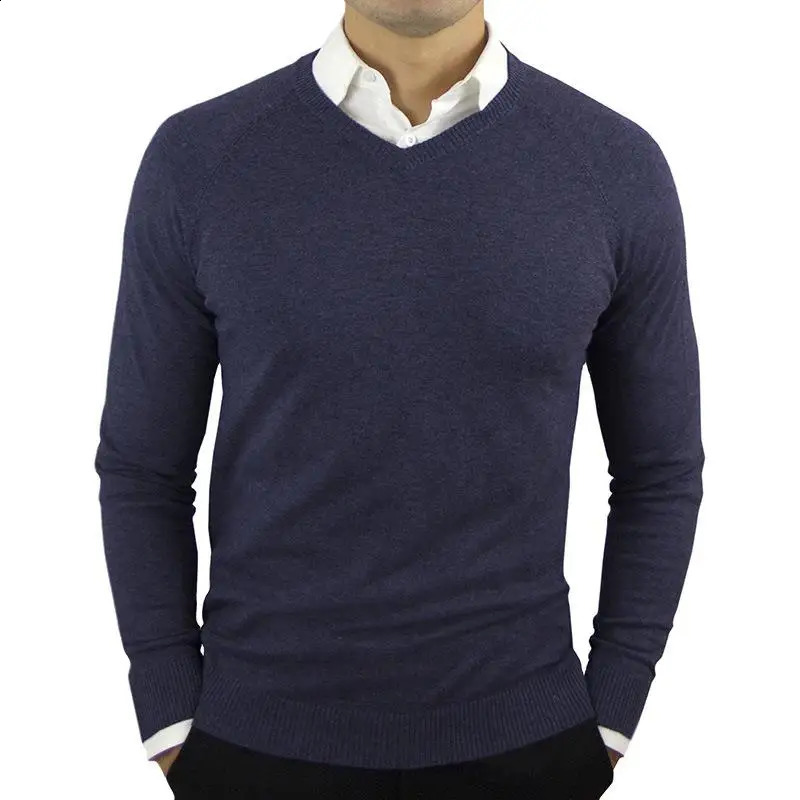 High Quality Fashion Woolen Knit Pullover V Neck Sweater Black for Men Autum Winter Casual Jumper Clothes 2Xl 240930