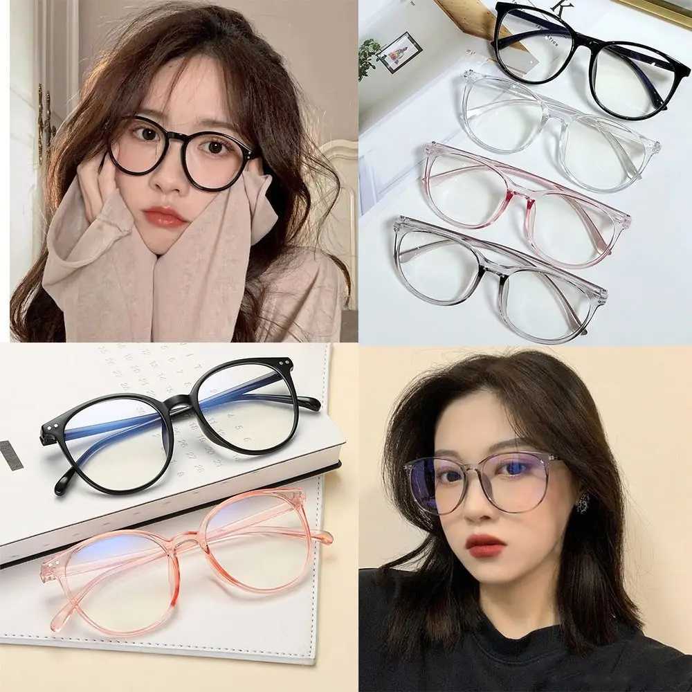 Plane Mirror Anti Blue Light Glasses Trendy Transparent Without Degree Round Eyewear New Optical Spectacle Eyeglass Women MenX241008