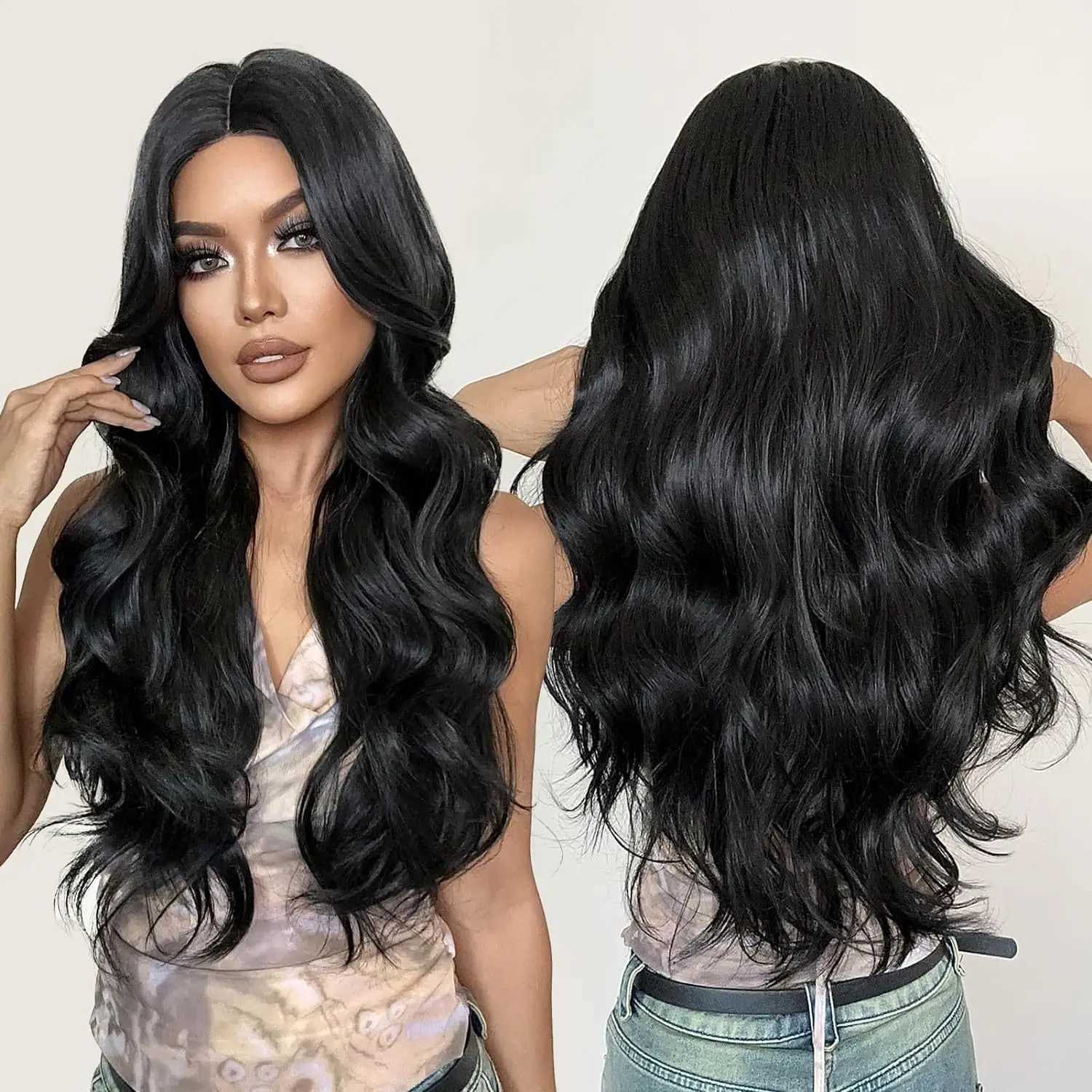 New wig fashion womens curly hair synthetic fiber high temperature silk head set wine red medium part long curly hairXJ241008