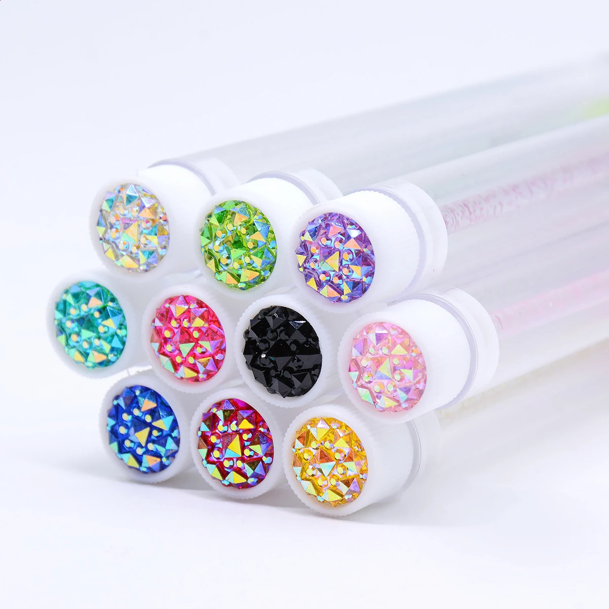 50pcs mascara brush tube with crystal eye black stick mascara brush comb sponge container mascara brush application makeup tool 241008