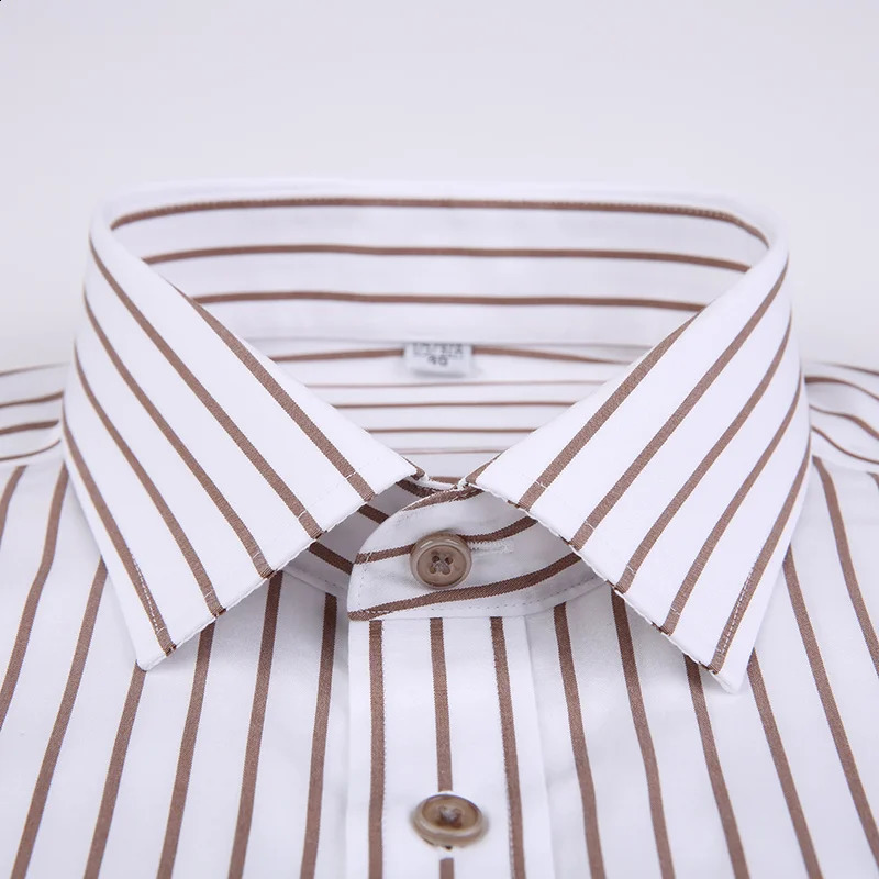 Mens ironless striped dress high-quality business formal long sleeved shirt pleated hem wear-resistant cotton shirt casual social top 241007