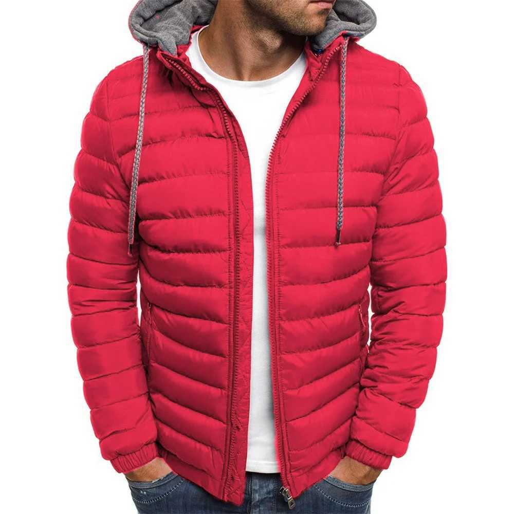 Autumn Winter New Men Cotton Jacket Hooded Thickened Down Coats Solid Color Long Sleeves Zip-Up Jackets Outer Wear jackets 2024XJ241008