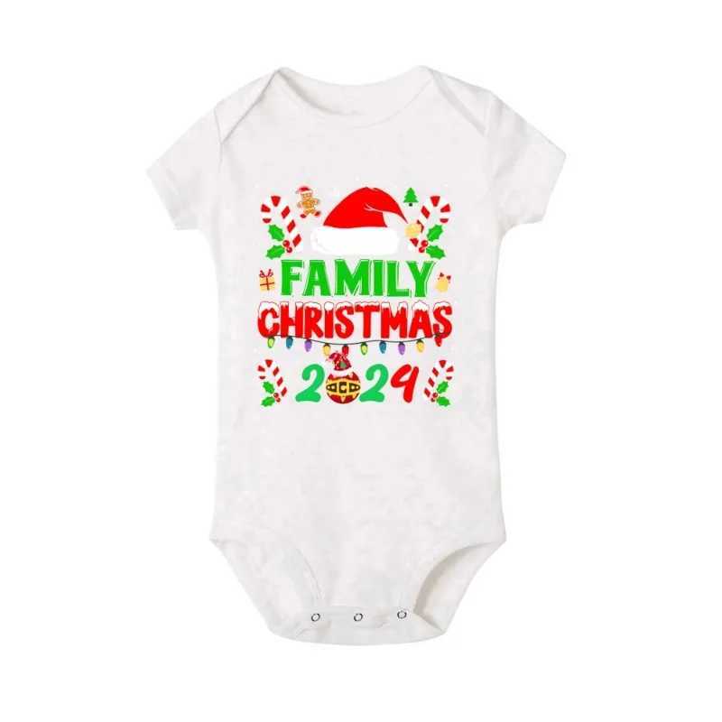 Christmas holiday leisure family set Christmas hat and family 2024 printing family matching clothing Christmas party short sleeved clothing W241008