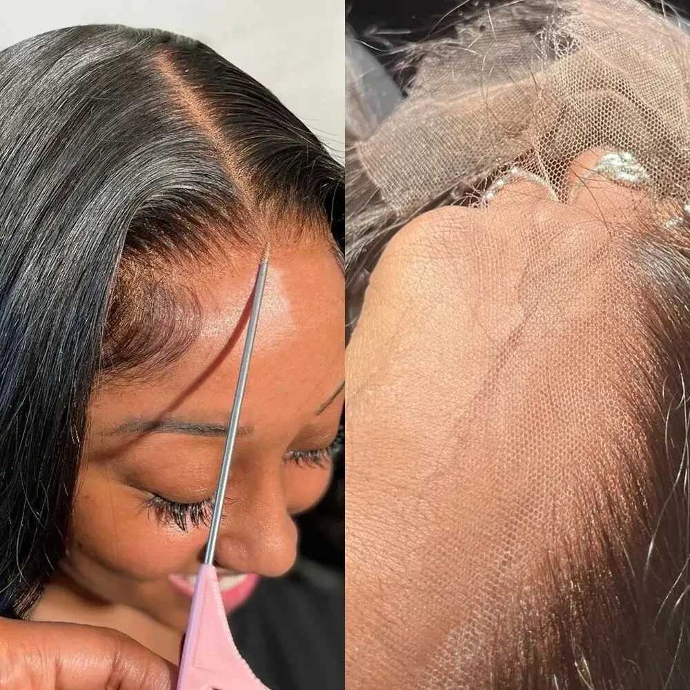 Wear Go Glueless Wig Bone Straight 6x4 HD Lace Front Wigs Human Hair Pre Plucked Glueless Lace Frontal Wigs Natural Black ColorXJ241008