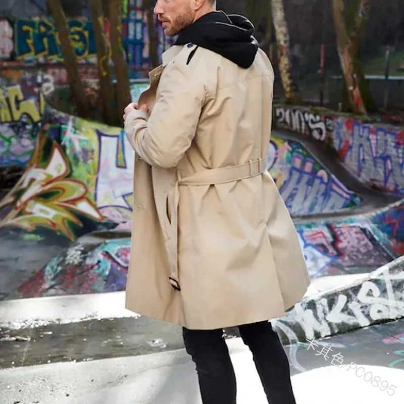 2023 Spring/Summer New Solid Color Long Sleeve Windproof Machine Mens Flip Collar Ultra Thin Fit Double Chest Casual Coat W241007