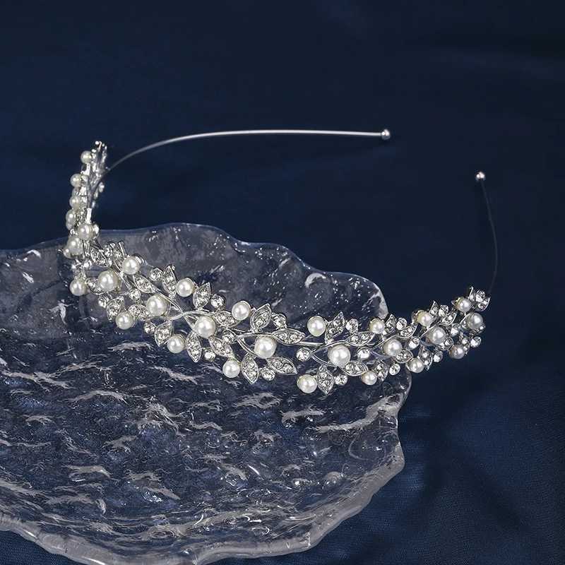 Silver Rhinestone Crown Ivory Pearl Retro Crystal Bridal Headpiece Bridal Headpiece W241007