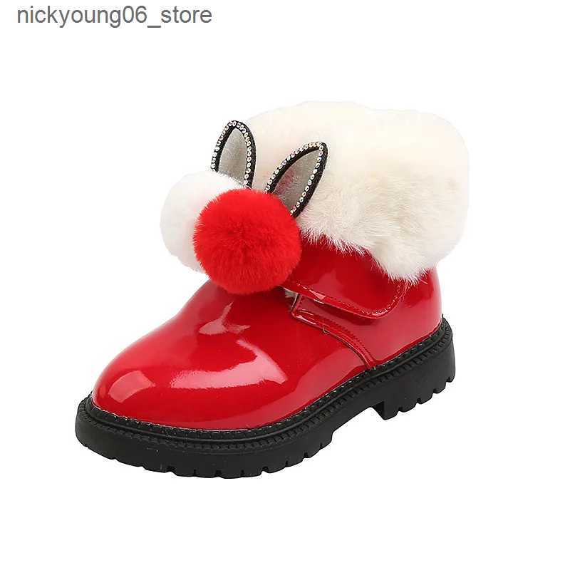 Boots Girl Boot Warm Plush Winter Shoe for Girl Kid Snow Boots Korean Version Cotton Boots Kid Shoe for Girl Ankle Boot Zapatos Nia L240910