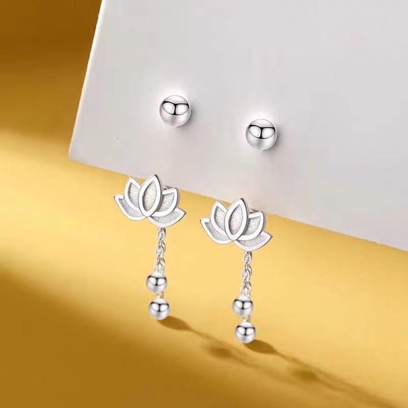 Lotus tassel for women 2024 new style, light temperament, exquisite niche design, fresh ral earrings