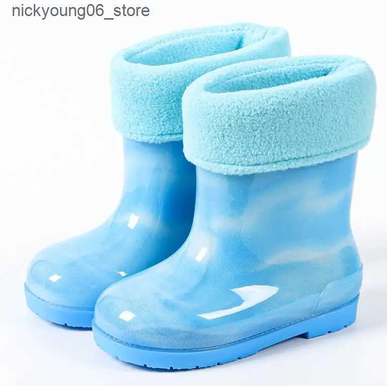 Boots New Rainbow Children Water Shoes PVC Kids Rubber Boots Fashion Cute Baby Girls Rain Boots Waterproof Cartoon Boys Water Boot L240910
