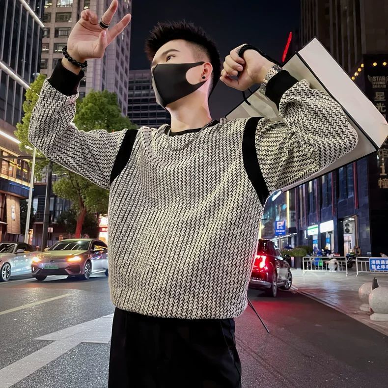 Sportswear fashion brand long sleeved T-shirt 2024 new designer winter wool top men's pullover