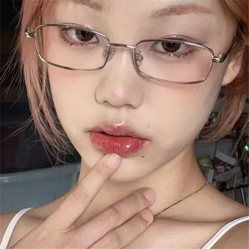 Y2K Harajuku Small Square Frame Glasses Women Retro Metal Eyeglasses Clear Reading Spectacle Blue Light Blocking EyewearX241008