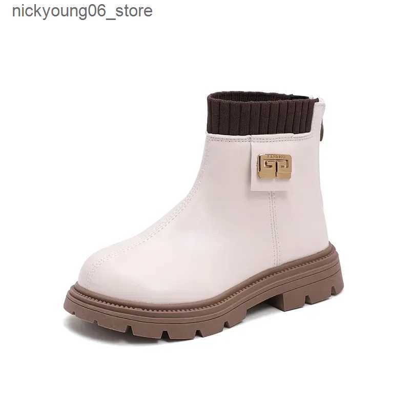 Boots Girls Boots Children Shoe 2024 Autumn Winter New Girls Short Boot Velvet Warm Mid Length Boot Girl Boot Girls Shoes Botas Nia L240910