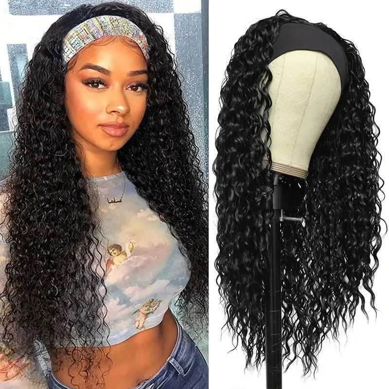 Curly Wave Headband Wig for Women - Wet and Wavy Synthetic Wig with Heat Resistant Long Hair for Daily and Party UseXJ241008