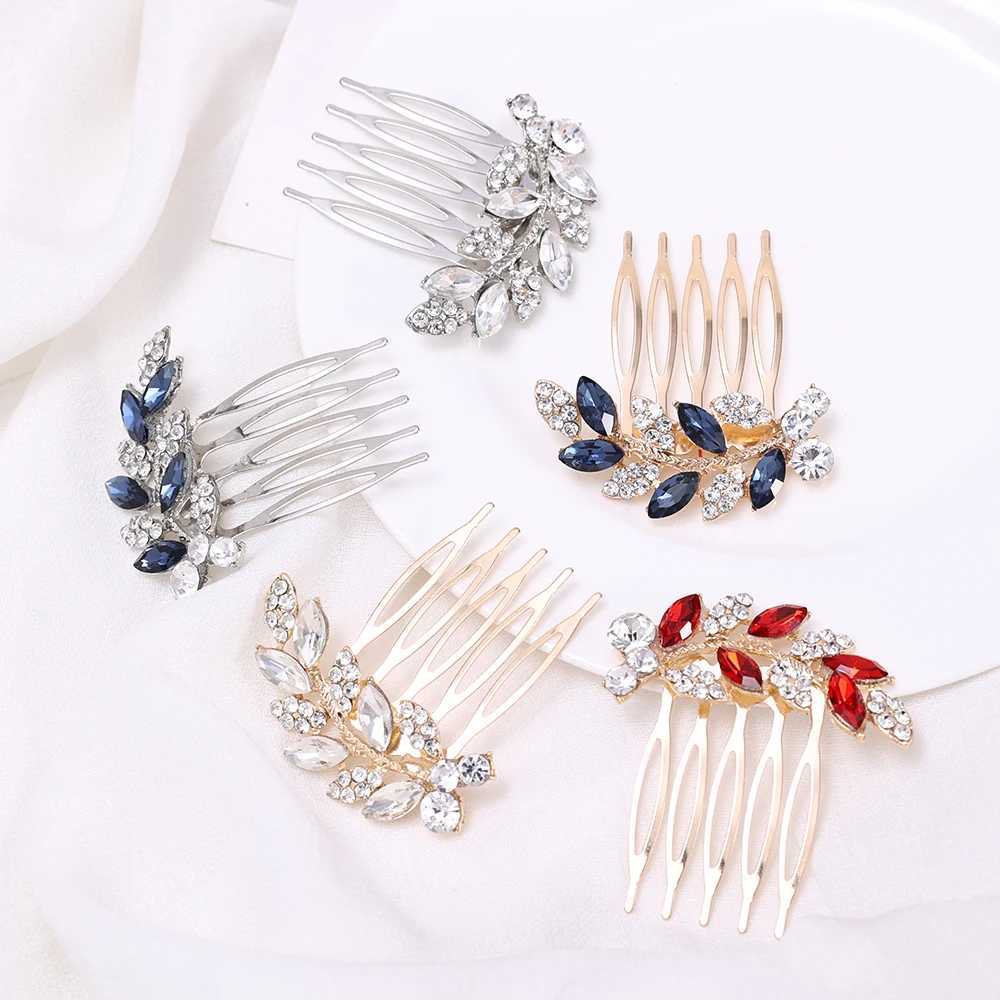 Crystal leaf hair clip comb suitable for female brides hair jewelry wedding hair accessories rhinestone party hair clip W241007