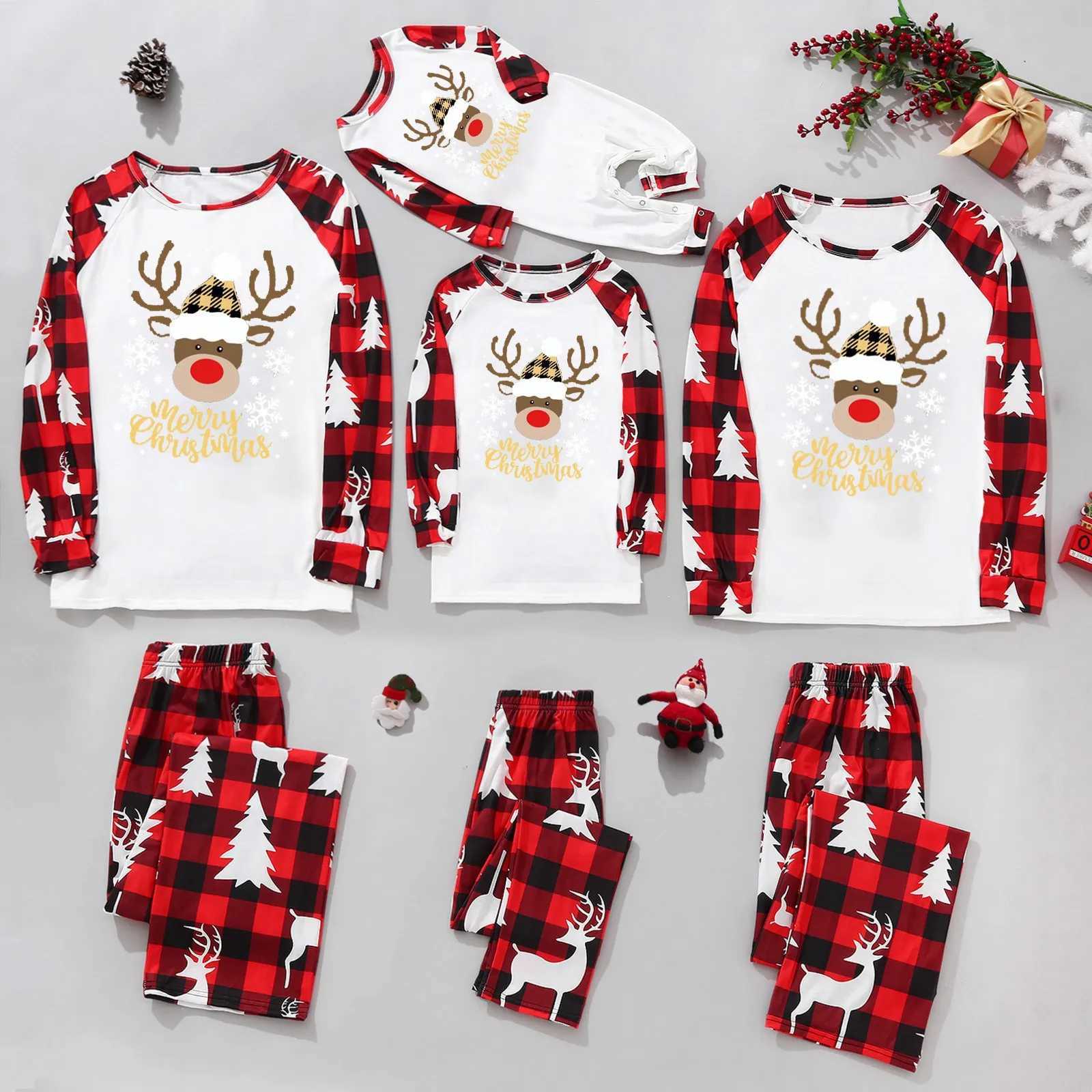 New 2024 Parent Child Family Matching Outfits Fashion Xmas Cartoon Prints Comforts Christmas Pajamas Family Holidays Baby ClotheXJ241008