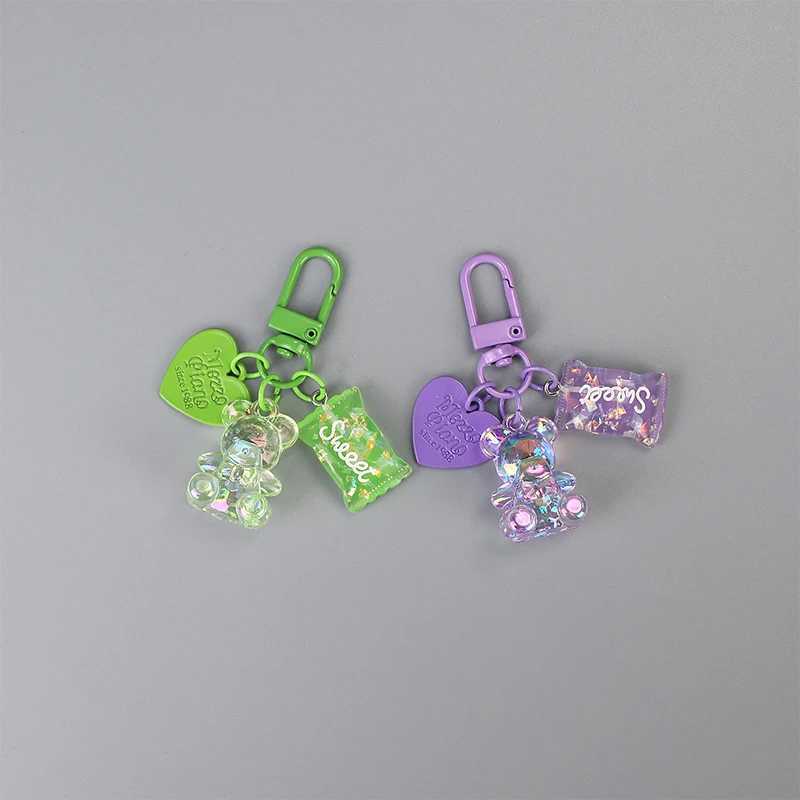 Cartoon Bling Heart Bear Animal Candy Keychain Key Ring For Friend Lovers Cute Creative Bag Car Earphone Box Key AccessoriesX241008