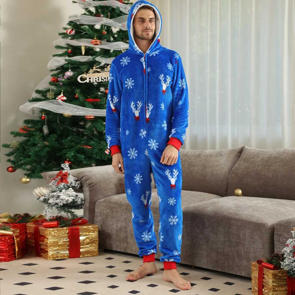 2023 Christmas Gift Deer Family Pajama Flannel Hoodie Mother Father Child Baby Matching Clothing Hoodie Family Appearance W241008