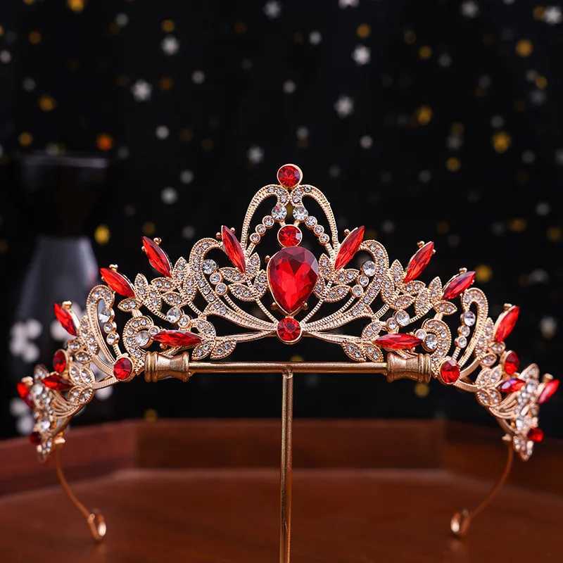 1 brides crown Tiara alloy black retro Baroque Rhinestone crystal wedding accessory performance hair accessory W241007