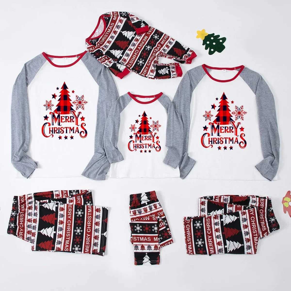 Christmas 2024 Christmas Tree allows printing matching clothing for families parents and children 2-piece sleepwear set sleepwear baby jumpsuit Pjs W2