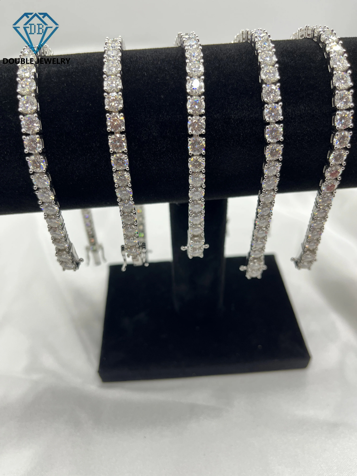 Double gemstone fashion Mo silica diamond tennis bracelet girlfriend bracelet jewelry gift 925 sterling silver jewelry 240929