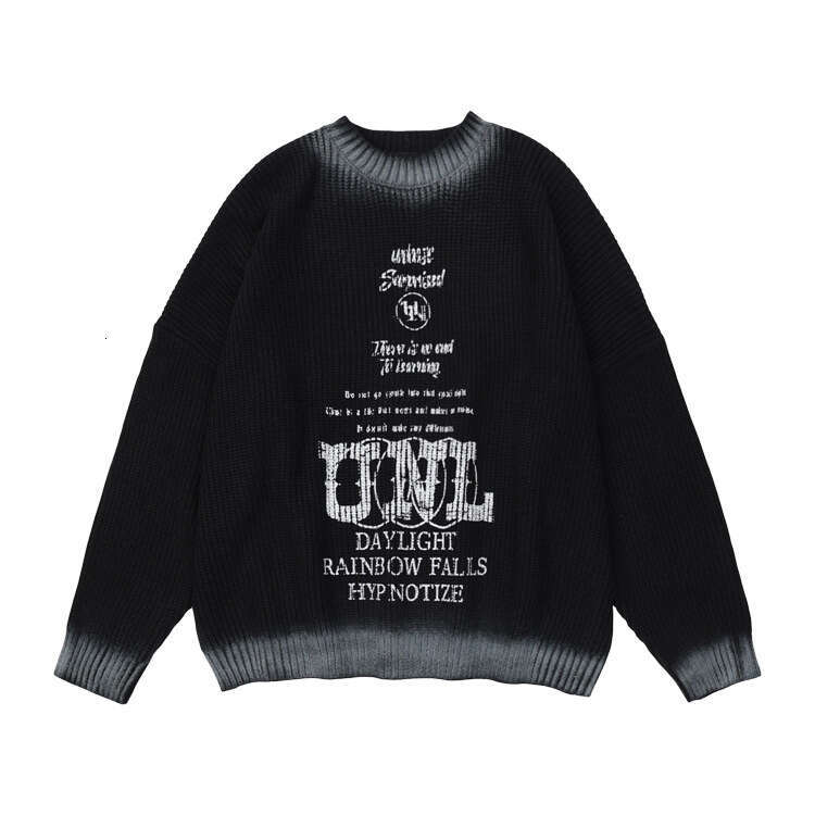 #OVDY 2023 American printed sweater with hand-painted craftsmanship, high-end oversize style top