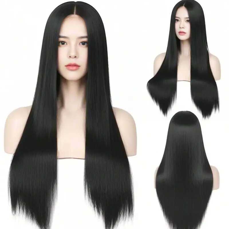 Long Black Synthetic Wig for Costume Women -Quality Synthetic Hair for Women -Versatile Style Perfeet for Any OccasionXJ241008
