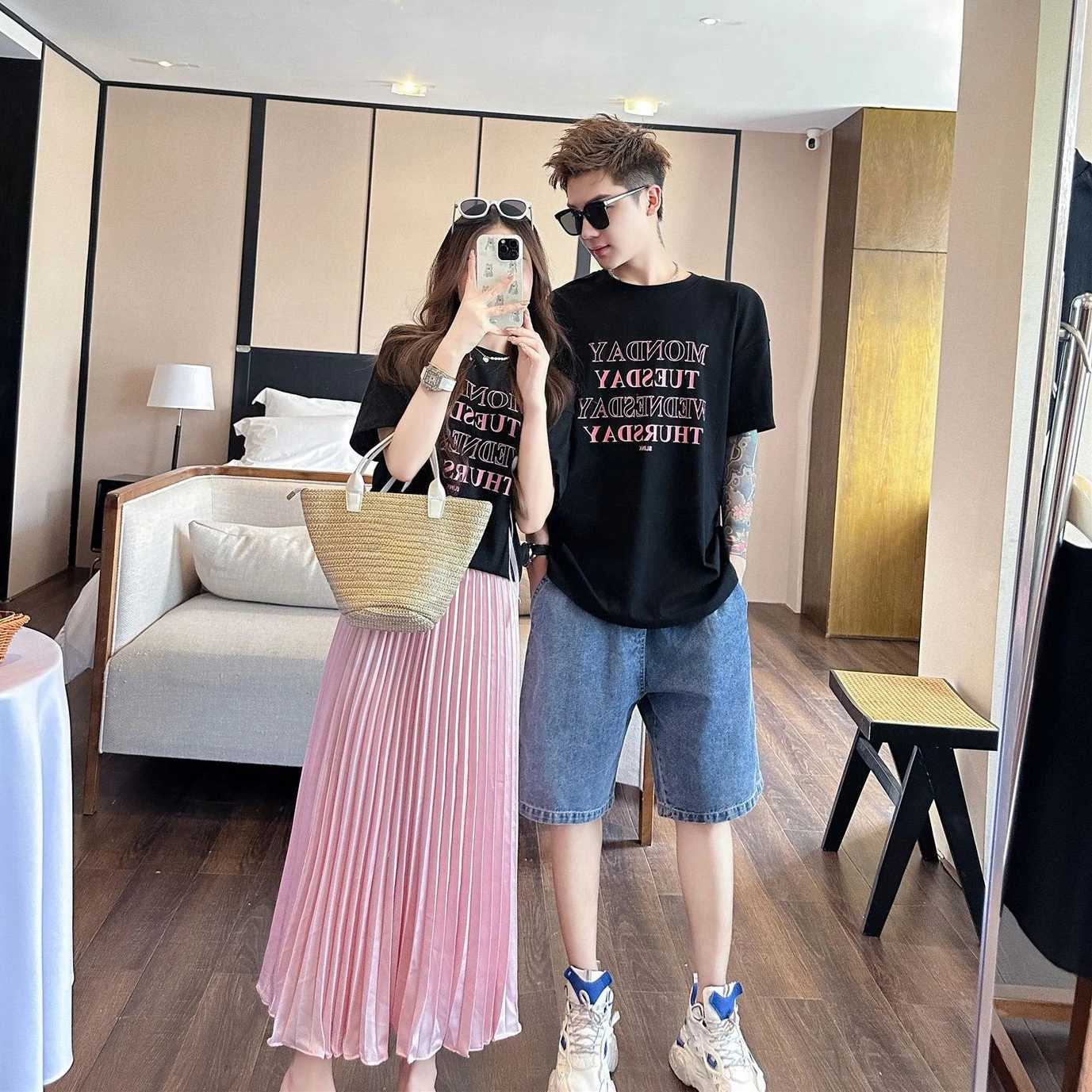 Parents and Children Clothes for The Whole Family Korean Mom Daughter Bow T Shirts Pink Skirts Outfits Dad Son Tees Jeans SetsXJ241008