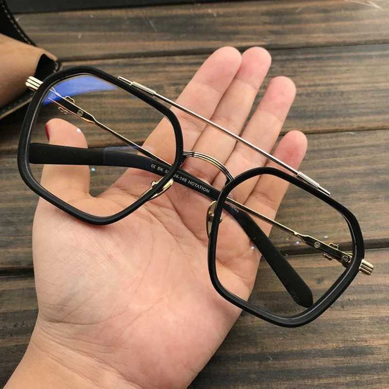 New Anti Blue Light Double Beam Square Myopia Glasses Oversized Men Women Matte Frame Prescription Eyewear Diopter -1.0 to -6.0X241008