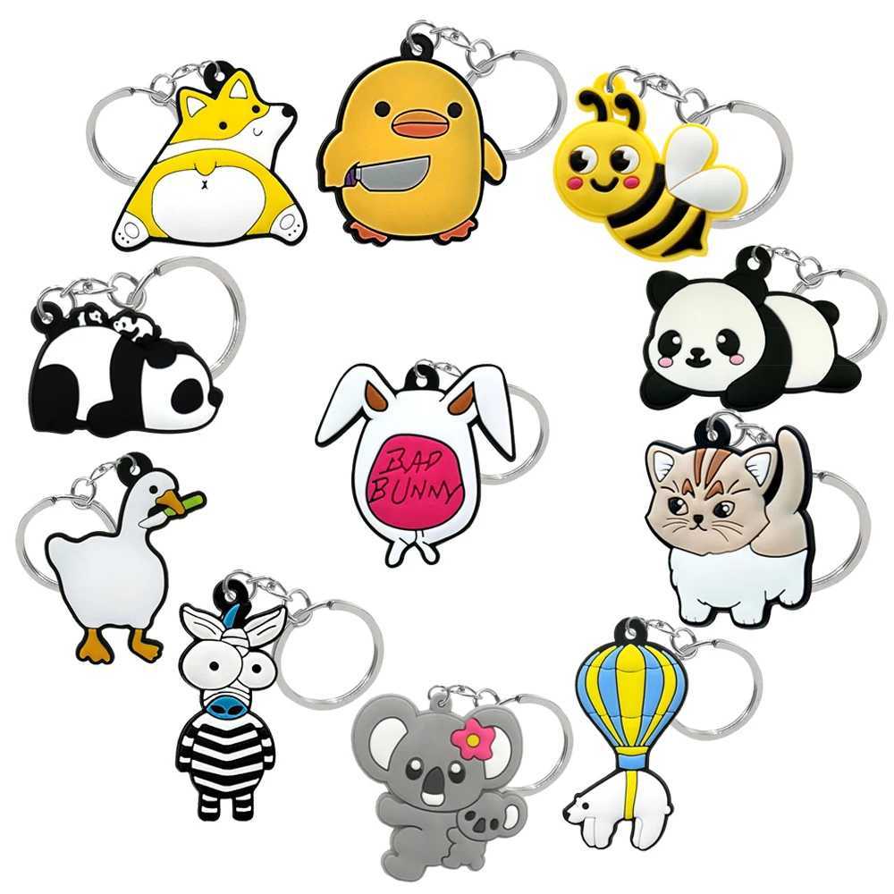 1/11 Fun Animal Keychain Girls Rud Duck Pandas Corgi Keychain Cat Keychain Backpack Suitable for Women and ChildrenXJ250409