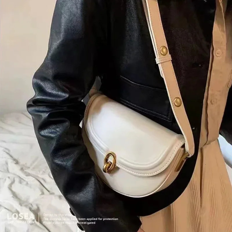 Saddle Crossbody Bags For Women 2024 Trend Fashion PU Leather Small Shoulder Handbags And Purses Solid Vintage Bag