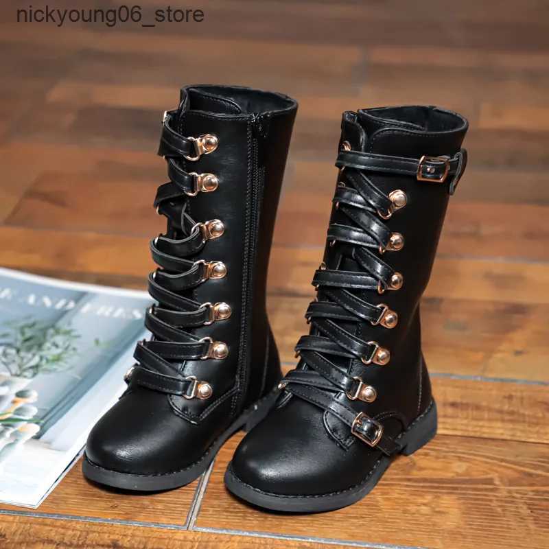 Boots Best Mid Length Boots 2023New Girls Rubber Snow Boots Children Warm Boots Korean Fashion Zip Plush Princess Boots Botas Infantil L240910