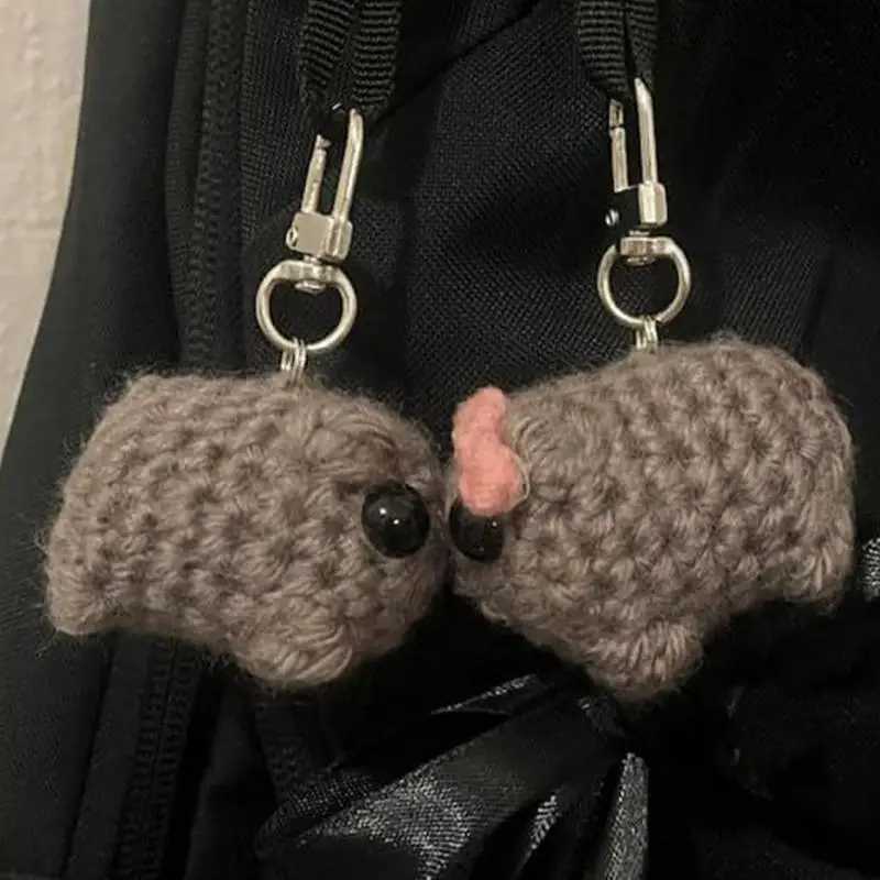 Crochet Animal Keychains Sad Hamster Plush Doll Pendants Funny Keyring Bag Accessories for Children Birthday Christmas GiftsX241008