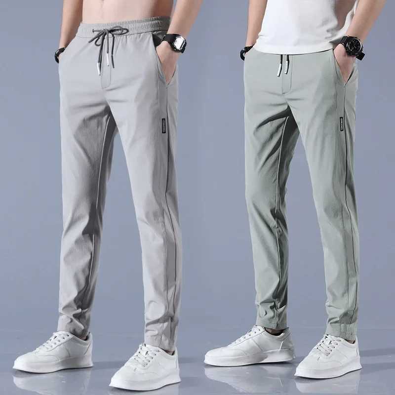 Quick drying Sports Pants Ice silk Breathable Sweat pants Wrinkle resistant Mens Summer Slim fit Straight Leg Casual joggingX241008
