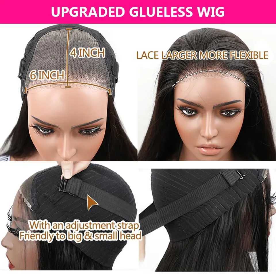 Easy Go Glueless Wig 5x5 Deep Wave Lace Closure Wigs Human Hair Pre Plucked Pre Cut 180% Density 6x4 Glueless Wigs For WomenXJ241008