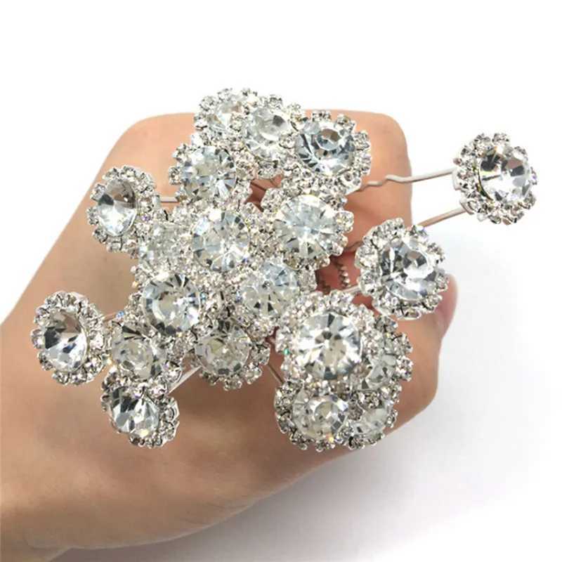 10/20 Fashion Wedding Brides Pearl Flower Transparent Crystal Water Diamond Hairpins Bridal Hairdressing Accessories W241007