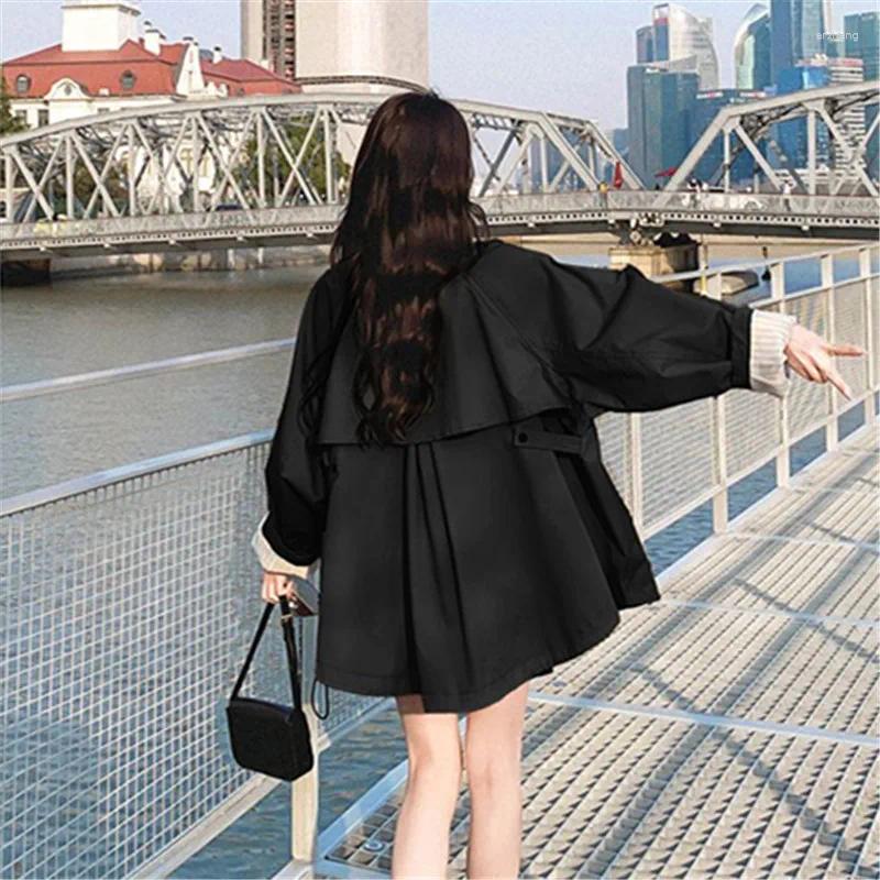 Women's Trench Coats Khaki Windbreaker Coat Spring Autumn 2024 British Style Short Cloak Overcoat Casual Loose