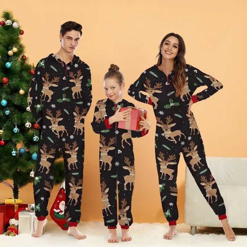 Christmas Gift Family Pajama Cute Deer Ear Hoodie Mother Father Children Baby Match Set Hoodie Family Appearance W241008