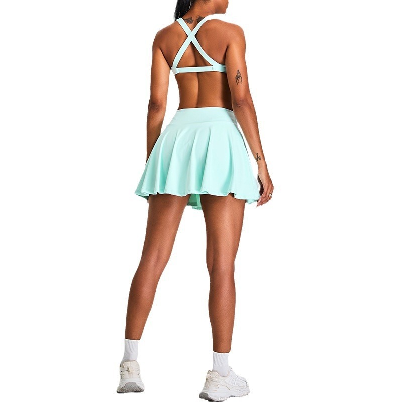 New Fashion Cross Back for Women's Badminton and Tennis with Inner Lining Sports Skirt Set