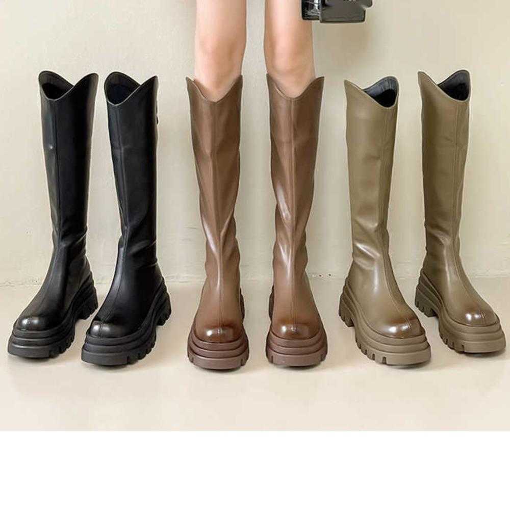 Womens Long Martin Boots For Autumn Winter V-neck Fashion Boots High-heeled And Thick Soled Shoes That Look Slimmer Knee Knight Slim Boots Trend 24082