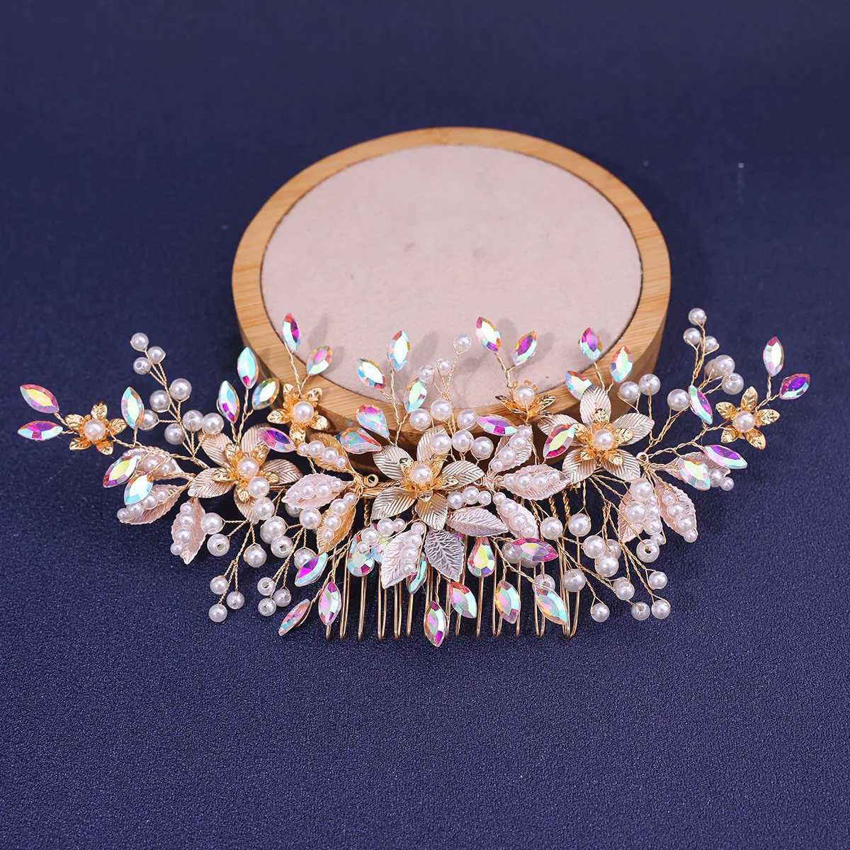 Handmade Blue Diamond Hairbrush Womens Headband Headwear Wedding Hair Comb Bridal Wedding Headwear W241007