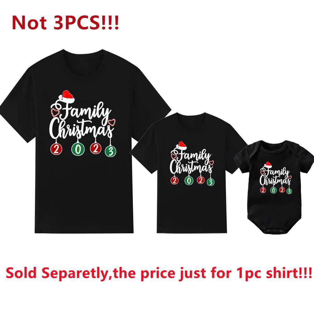 New Family Christmas 2023 Matching Shirts Cotton for Mom Dad and Child T-shirts Baby Hoodies Family Appearance Christmas Party Costumes Gifts W241008