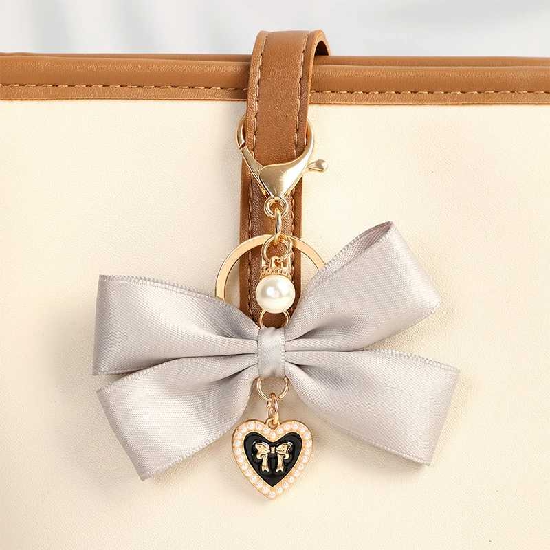 Fabric Ribbon Bow Love Heart Pendant Keychain Butterfly Knot Hanging Chain Anti-Lost Keyring Backpack Charms Bag Decor GiftsX241008