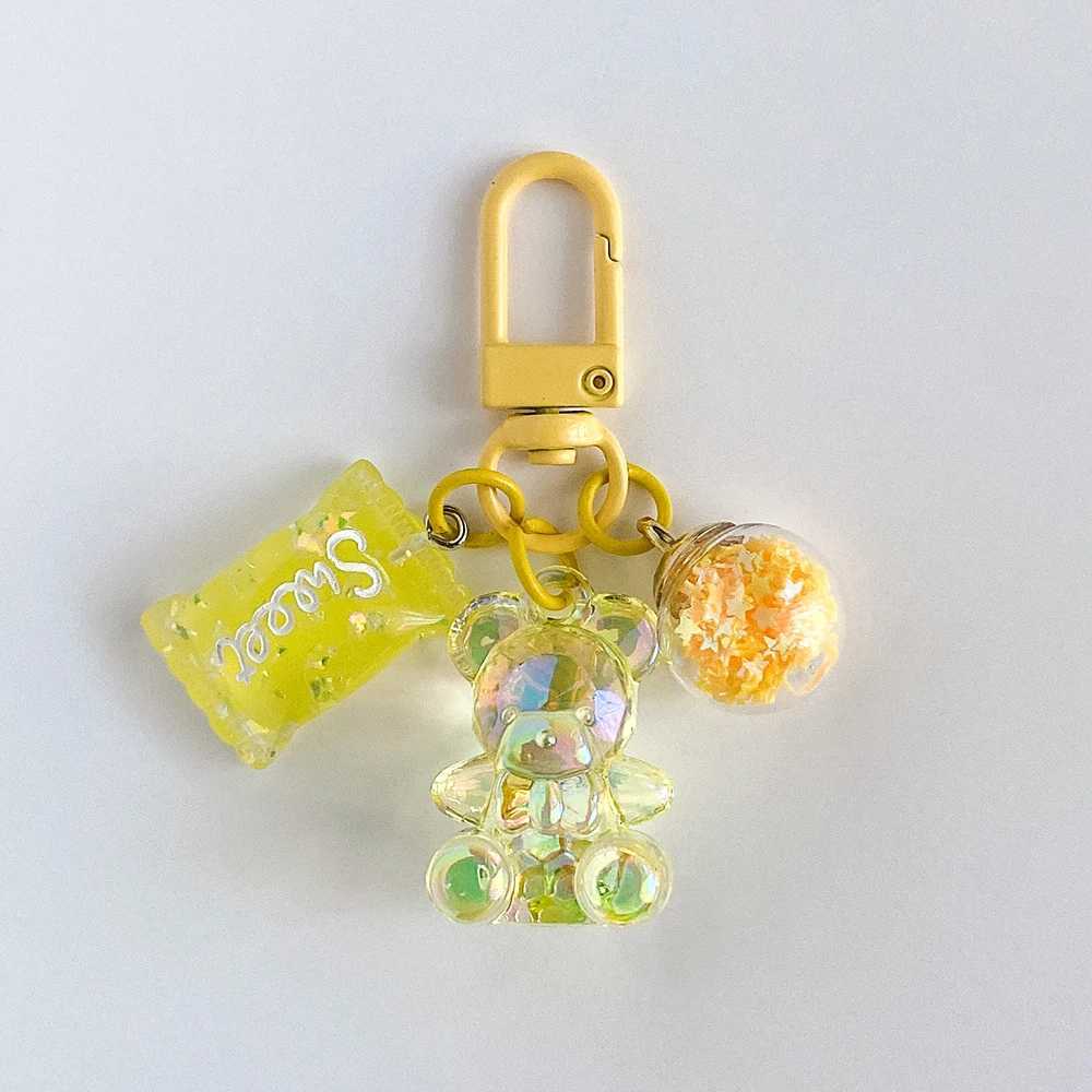 Acrylic Bear Keychain with Sugar Star Charms Backpack Diy Decoration Cute Animal Key Chains Gift for Women GirlsX241008
