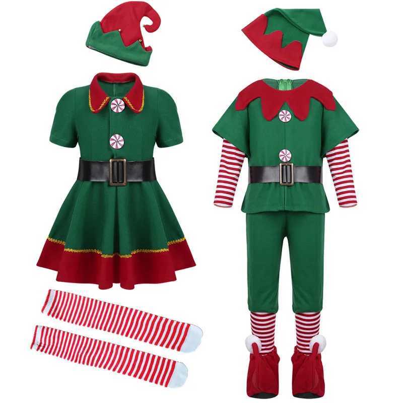 2024 Green Elf Girls Christmas Costume Festival Girls Santa Claus New Year Childrens Clothing Fancy Dress Christmas Party Dress W241213