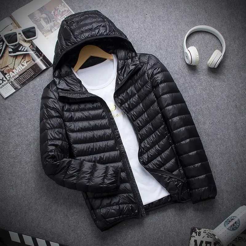 Autumn/winter Downcotton-padded Mens Coat Casual Stand Collar Hooded Cropped Simple Warm Jacket Lightweight For ShoppingXJ241008