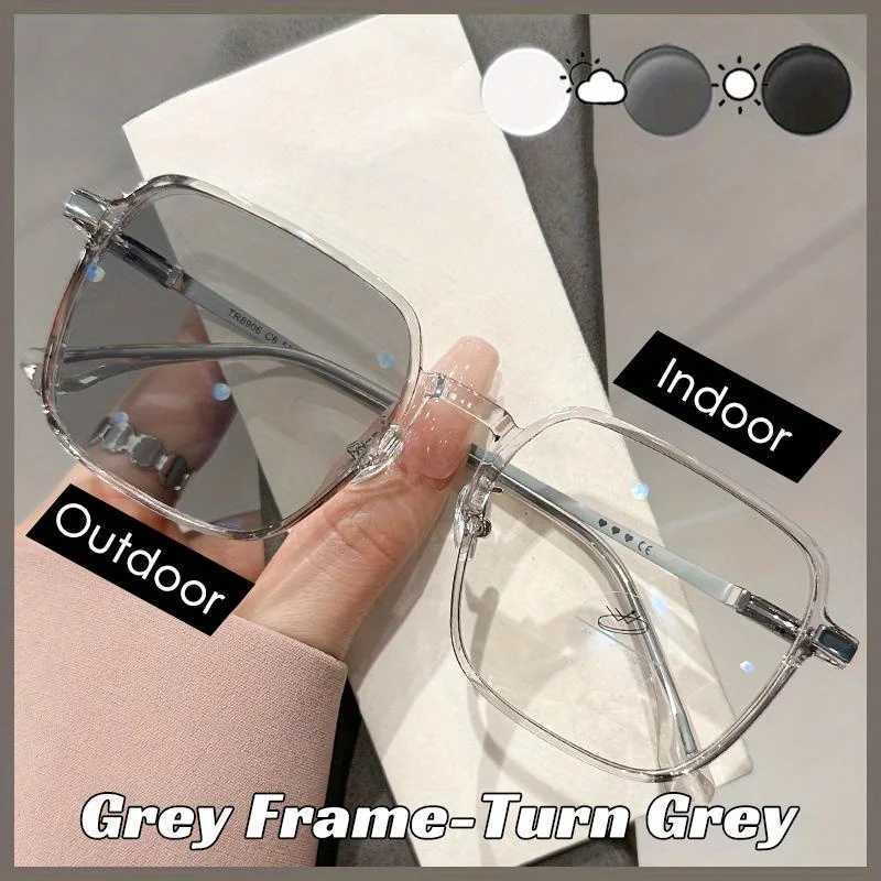 Photochromic Lenses Anti Blue Light Reading Glasses Woman Men Large Square Frame Farsighted Presbyopia Glasses 0 +100 To +300X241008