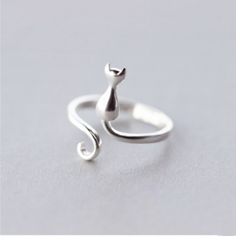 Silver Plated Women's Forest Sweet Cat Open Index Finger Ring Children